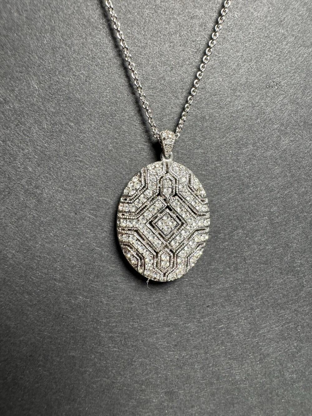 Adriana Orsini Rhodium Sterling Silver Cubic Zirconia Pendant Necklace Vintage